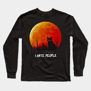 Black Cat - I Hate People Long Sleeve T-Shirt